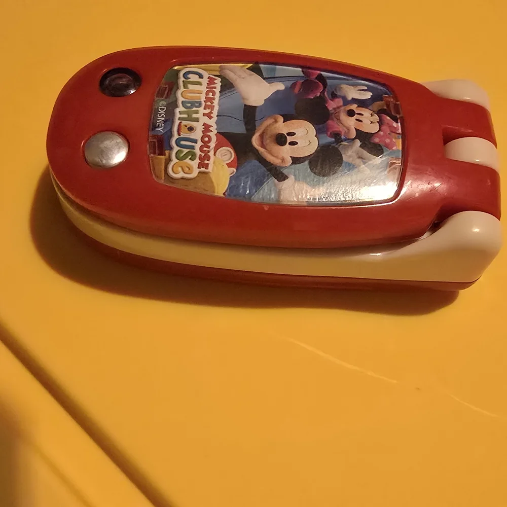Red and White Toy Flip Phone